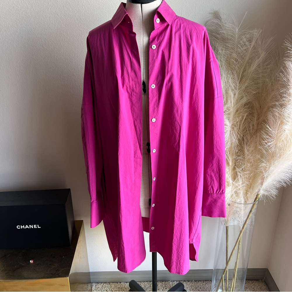 Secular Pink Cotton Oversized Shirt Dress